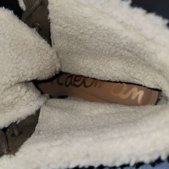 Sam Edelman Sz 10 Boho Retro Green Suede Fringe Stud Sherpa Cottagecore Booties - Picture 6 of 11